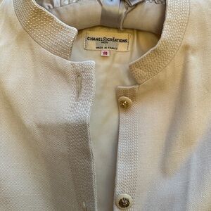 Vintage 70s Chanel Creatioms Dupioni silk blazer jacket